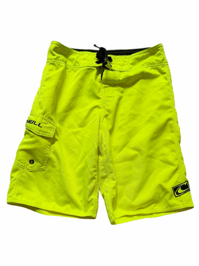 O'Neill Neon Yellow Youth Boy Size 10/26 Board Shorts Surf Ocean Lake Pool Beach